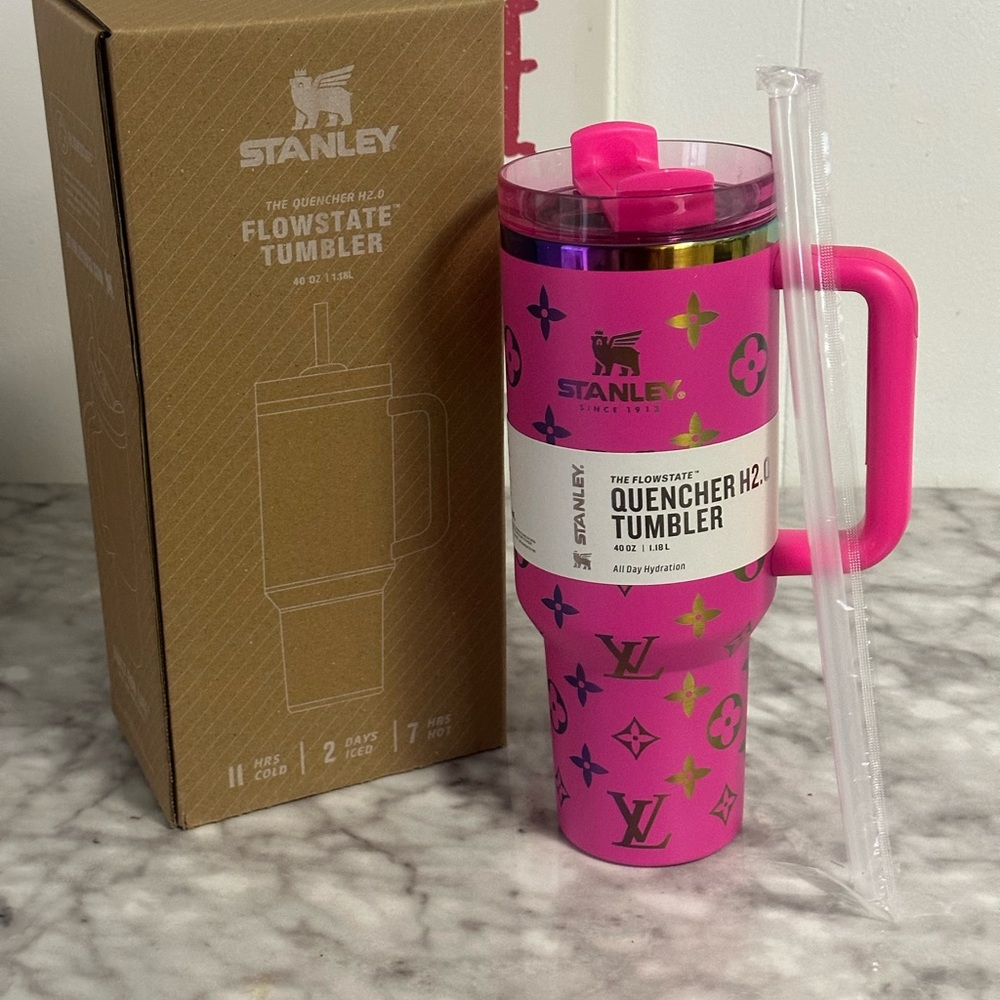 Stanley Hot Pink Travel Quencher Tumbler with Metallic Accents - Picture 6 of 11